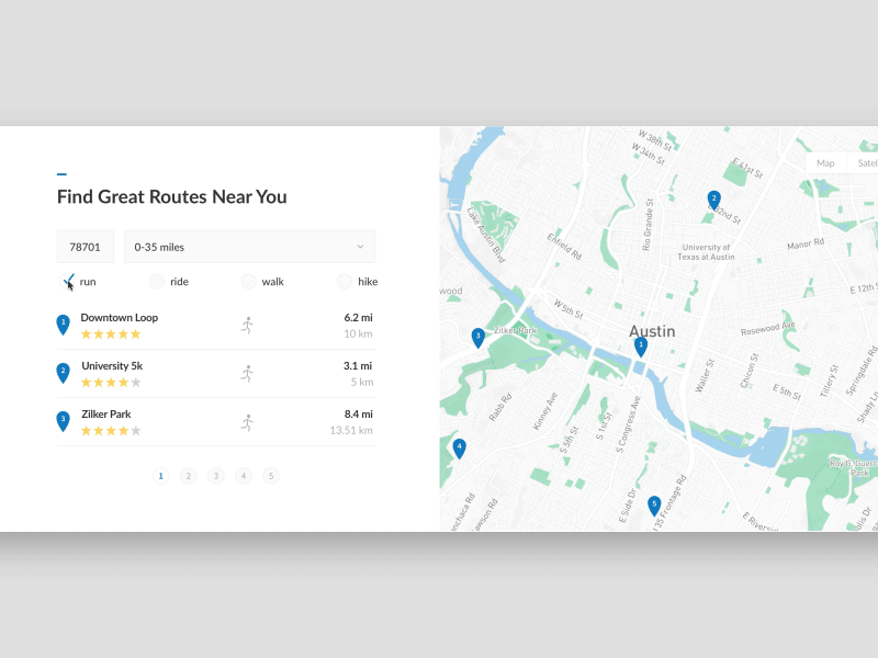 Interactive Map with Flinto animation clean flinto interaction mapmyrun prototype sketch ui web