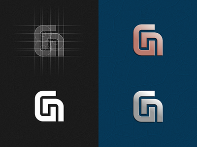 GN MONOGRAM TOP OR BOTTOM brand identity corporate design grid initial initial logo logo monogram monogram logo monoline