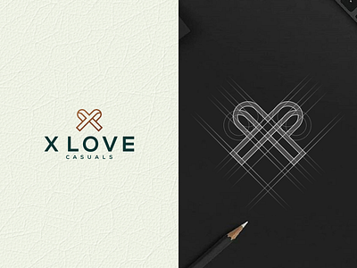 X LOVE CASUAL brand identity corporate design grid initial initial logo logo monogram monogram logo monoline