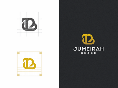 JB for ( jumeirah beach ) beach brand identity corporate design grid initial initial logo jumeirah logo luxury luxury brand luxury design monogram monogram logo monoline