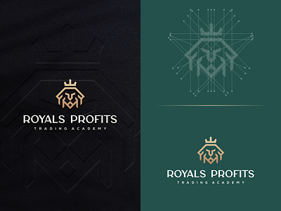 ROYALS PROFIT branding corporate design grid illustration initial initial logo lionlogo logo monogram monolinelion royals trading