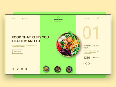 Healthy Rasoi (kitchen) - Hero section design adobe xd graphic design prototype ui ux web design