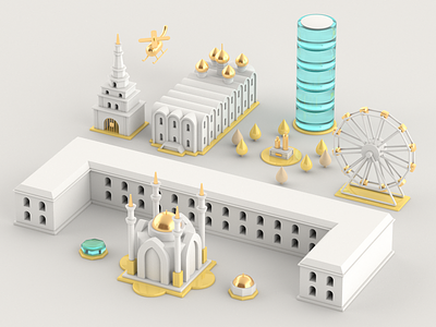Kazan 3d cinema4d city illustration kazan russia toy