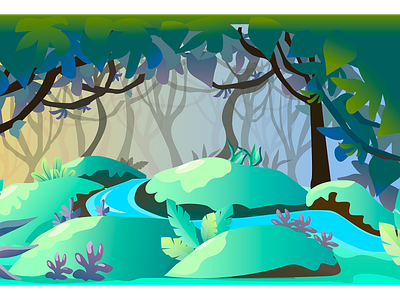 2d tropical landscape background cartoon design flat design game graphic green illustration nature sketch vector