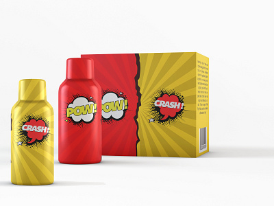 Pow/Crash - Energy Shots beer branding can crush design drinks energy energy drink illustration logo packaging photoshop pow product shot