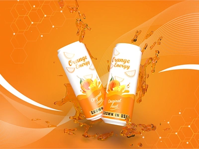 Orange Energy Drink banner beer branding can dimension drink ecommerce energy packaging photoshop product soda