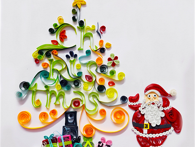 Merry Christmas gifts illustraion merry xmas merrychristmas paper art papercraft papercut quill santa claus santaclaus