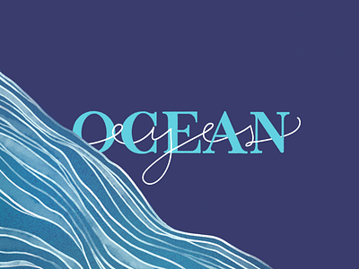 Ocean Eyes billie eilish blue eye handlettering handwriten illustration lettering lyrics ocean song type typography water wave