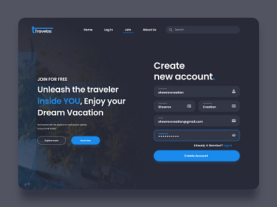 Travel Agency - Join webpage design by Showrov Creation on Dribbble