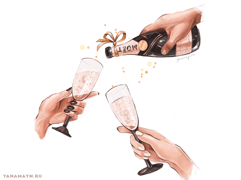 New Year postcard bubble champagne by Yana Mayn on Dribbble