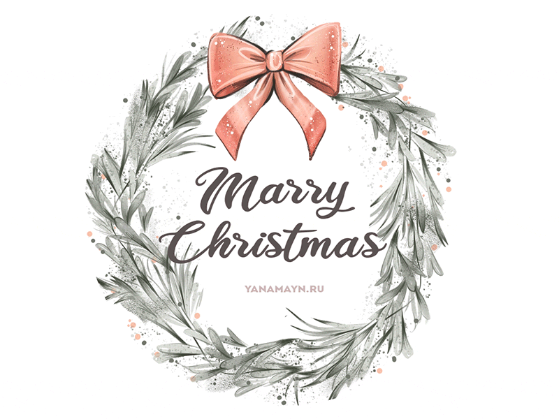 Christmas wreath New Year Logo Animation 2020 art bow christmas circle draw illustration logo logo design new year procreate арт бантик венок иллюстрация рождество