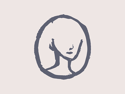 Half Portrait avatar brush drawing icon illustration