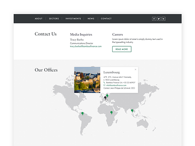 Bamboo Finance: Contact clean contact us layout map minimal web design website