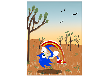 Sonic in Joshua Tree desert digital illustration joshua tree procreate sonic