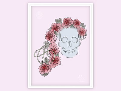 Skull + Rose + Thorns digital hotel sf illustration procreate rose skull tattoo thorns vines