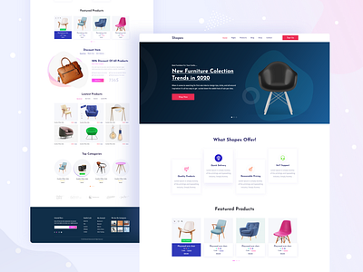 Shopex-Ecommerce Furniture Store Web Landing Page 2020 design agency awesome design branding creative design ecomemrce furniture furniture design illustration store top designer trends ui