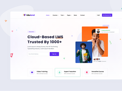 Eduland-LMS & Education Web Header Exploration