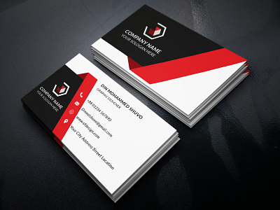 Business Card black business card red white