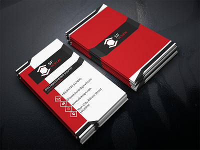 Business Card black business card red white