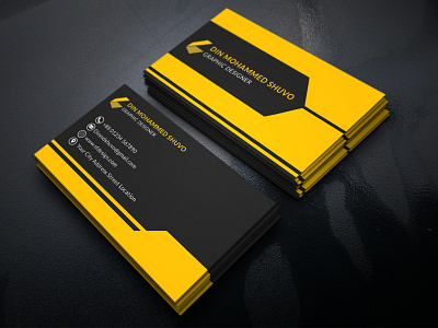 Business Card black business card yellow