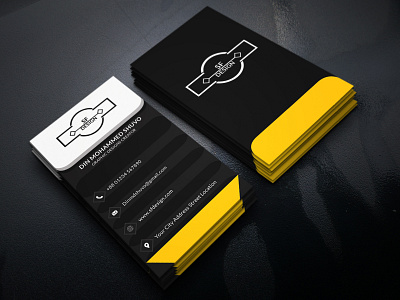 Business card black business card design white yellow