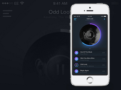 Muusik app blue interaction design ios music purple ui