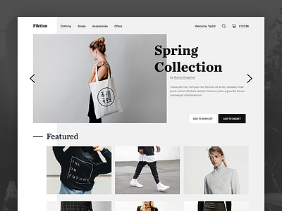 Fiktion - Homepage Design [Work In Progress] clean clothing fashion grid interaction design layout minimal store typography web web design website