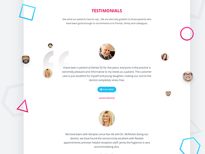 Testimonial Page Design for a Dental Website brochure colourful dental dentist ui ux visual design web design