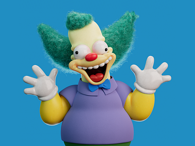 Krusty the Clown 3d 3dart b3d blen blender composite modeling render