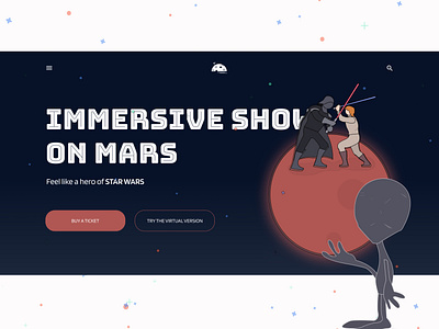 Concept "Immersive show on Mars" design illustration landing landing page main page minimal ui ux web website