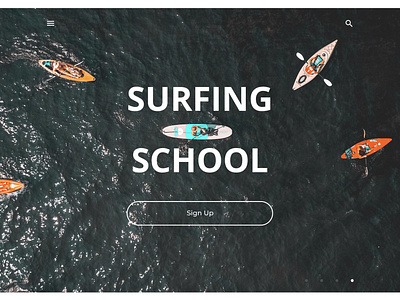 Second of 4 concepts about surfing school design landing landing page main page minimal surfing ui ux web website