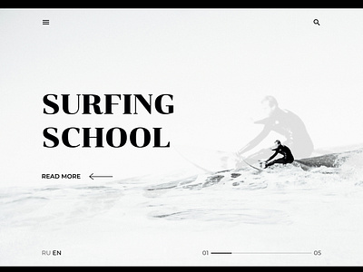 Fourth of 4 concepts about surfing school design landing landing page main page minimal surfing ui ux web website