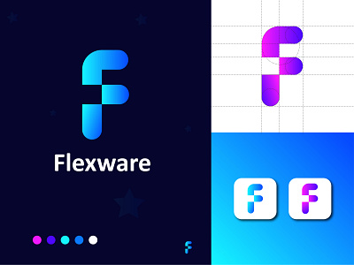 Flexware Logo design. ( modern letter F logo mark )