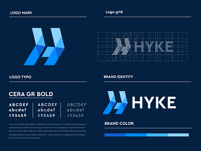 HYKE technology logo. ( H modern letter mark ) abstract app app logo brand design brand guideline brand identity branding concept design icon illustration letter h logo design logotype minimal modern software technology technology logo typography