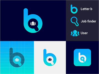 Bestjob Logo ( Letter B + Job finder + User )