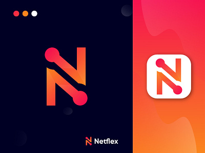 Netflex- logo design. Modern N letter logo mark