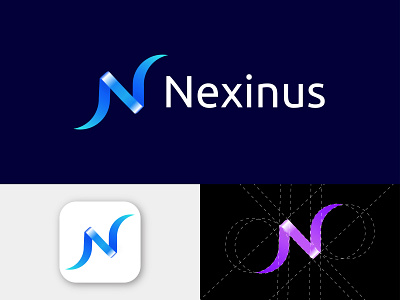 Nexinus - Logo design abstract app logo brand brand design branding colorful design icon illustration lettering logo logo and branding logo designer logodesign logotype minimal modern modern logo web website design