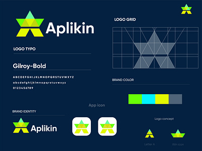 Aplikin logo design a b c d e f g h i j k l m abstract app logo brand design brand identity branding business logo design icon illustration logo agency logodesign minimal modern logo n o p q r s t u v w x y z print star logo startup logo web win