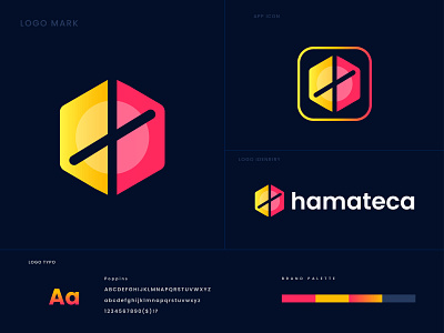 Hamateca logo. Hexagon abstract mark