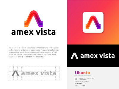 Amex Vista logo branding a logo abstract app icon branding clean design gradient ios letter letter a logo logo proposal mark monogram observe planet software symbol tech technology