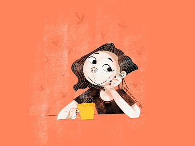 Morning Tea artstyle design digitalillustrations drawing exploration illustration illustrator mbkworks orange vector