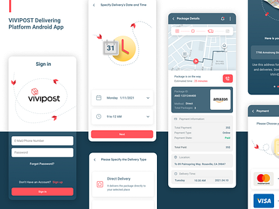 Vivipost - Online Delivery Solution app application illustration productdesign ui uiux