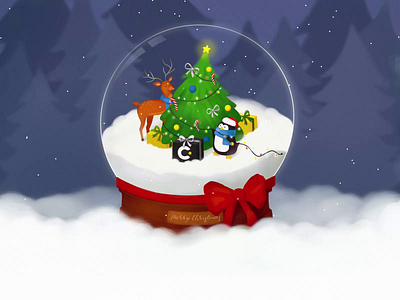Merry Christmas and Happy New Year! christmas christmas tree digital drawing illustration merry new year snow