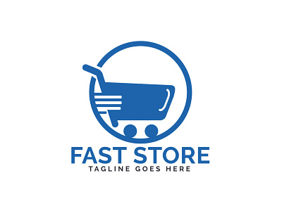 Fast Store Logo Design. app brand branding business delivery design fast grocery app illustration illustrator logo shopping shopping app shopping cart store vector