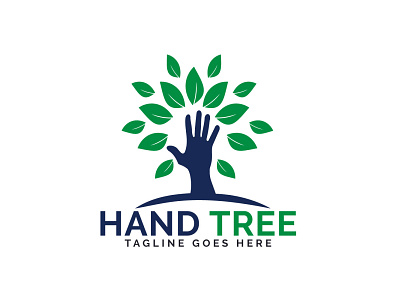 Hand Tree Logo Design. app brand branding care charity design environmental hand health healthcare illustration illustrator leaves logo nature orphanage plant tree treehouse vector