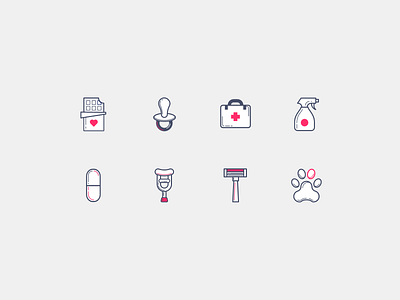 Drugstore Icons app art doodle flat icons illustration pictogram ui ux vector