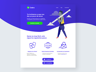 Cobru - Review - Landing Page app appstore design flat googleplay icons illustration landing landing page page pictogram typography ui vector web