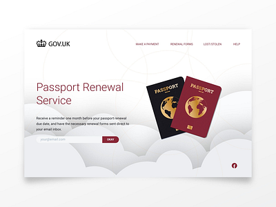 Passport Renewal Service blockfive clouds design designer figma government illustration illustrator landing page passport photoshop uk webpage website