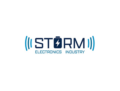 Storm Electronics Industry battery blue logo logodesign signal storm