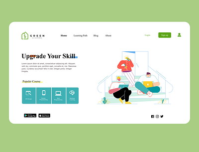 Land Page green academy animation design illustration ui ux vector web